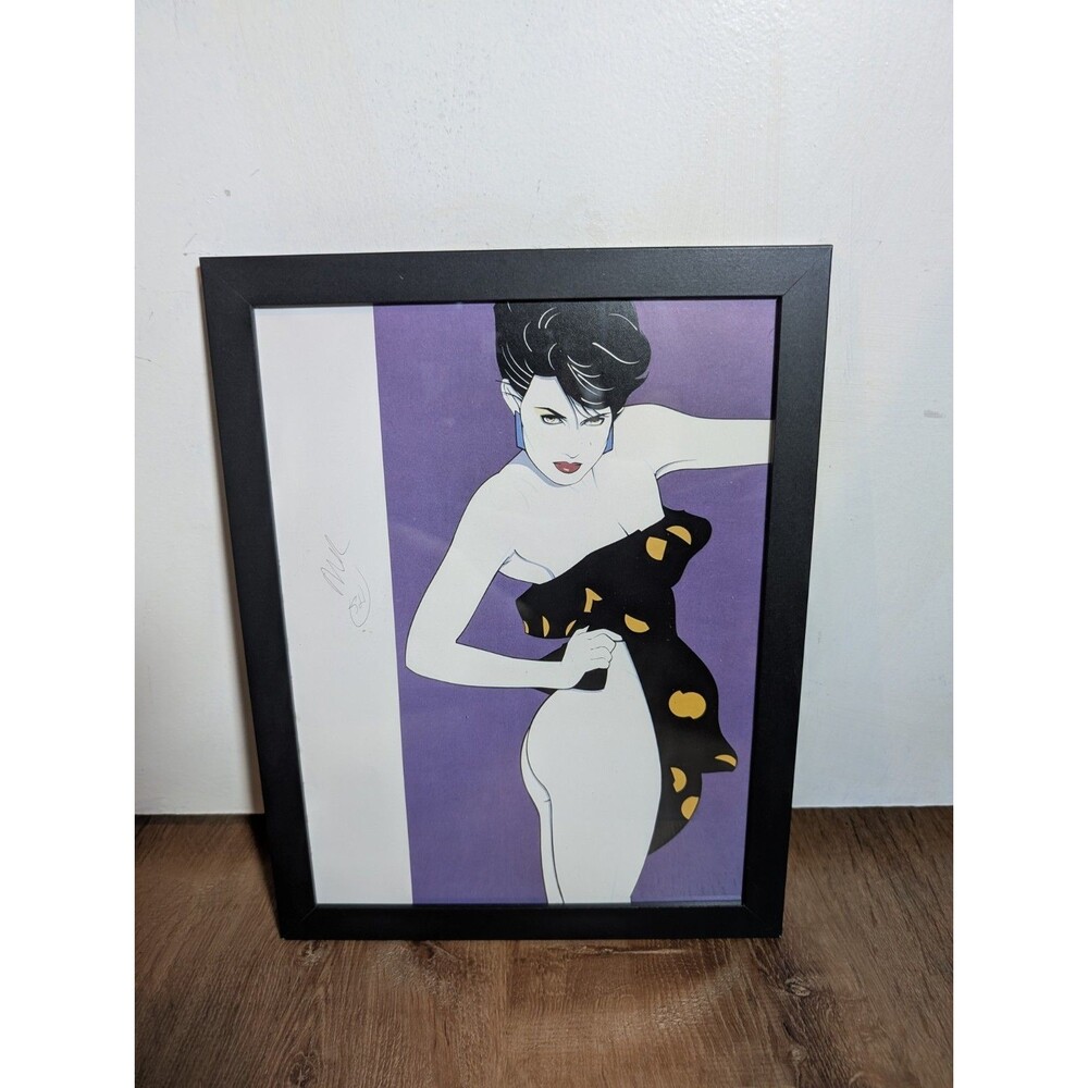 Patrick Nagel Framed Art Bookplate Print of Woman 1985 1980s Picture
